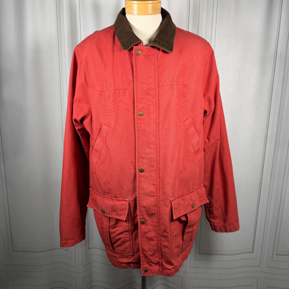 Lands' End XL Tall Canvas Barn Jacket Brick Orange Red‎ Flannel Lined